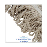 Mop Head, Pro Loop Web/Tailband, Premium Standard Head, Cotton, 32-Oz., White