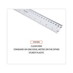 Clear Plastic Ruler, Standard/Metric, 12" Long, Clear