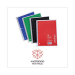 Wirebound Notebook, 1-Subject, Quadrille Rule (4 sq/in), Assorted Cover Colors, (70) 10.5 x 8 Sheets, 4/Pack