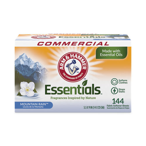 Essentials Dryer Sheets, Mountain Rain, 144 Sheets/Box, 6 Boxes/Carton