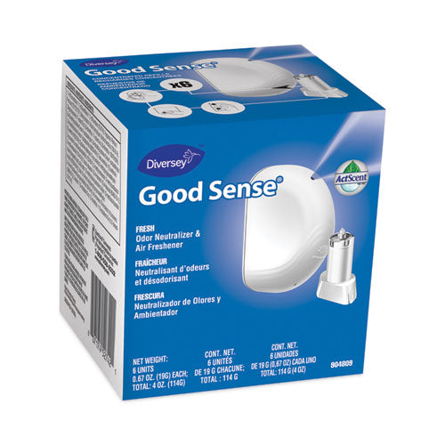 Good Sense Automatic Spray System, Fresh Scent, Yellow, 0.67 oz Cartridge, 12/Carton