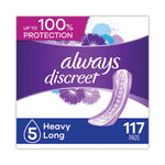 Discreet Sensitive Bladder Protection Pads, Heavy Absorbency, Long, 39/Pack, 3 Packs/Carton