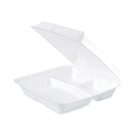 Insulated Foam Hinged Lid Containers, 3-Compartment, 9.3 x 9.5 x 3, White, 200/Pack, 2 Packs/Carton