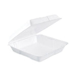 Insulated Foam Hinged Lid Containers, 1-Compartment, 9.3 x 9.5 x 3, White, 200/Pack, 2 Packs/Carton