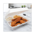 Insulated Foam Hinged Lid Containers, 3-Compartment, 9.3 x 9.5 x 3, White, 200/Pack, 2 Packs/Carton