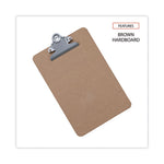 Hardboard Clipboard, 0.75" Clip Capacity, Holds 5 x 8 Sheets, Brown, 3/Pack