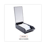 Business Card File, Holds 600 2 x 3.5 Cards, 4.25 x 8.25 x 2.5, Metal/Plastic, Black