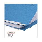 Pressboard Hanging Binder, 2 Posts, 6" Capacity, 9.5 x 11, Light Blue