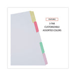 Deluxe Write-On/Erasable Tab Index, 5-Tab, 11 x 8.5, White, Assorted Tabs, 1 Set