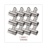 Bulldog Clips, Jumbo, Nickel, 12/Pack