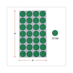 Self-Adhesive Removable Color-Coding Labels, 0.75" dia, Green, 28/Sheet, 36 Sheets/Pack