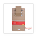 Hardboard Clipboard, 1.25" Clip Capacity, Holds 8.5 x 11 Sheets, Brown, 3/Pack