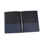 Two-Pocket Portfolios with Tang Fasteners, 0.5" Capacity, 11 x 8.5, Dark Blue, 25/Box