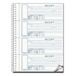 Spiralbound Unnumbered Money Receipt Book, Three-Part Carbonless, 7 x 2.75, 4 Forms/Sheet, 120 Forms Total