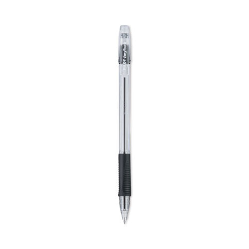 EasyTouch Ballpoint Pen, Stick, Fine 0.7 mm, Black Ink, Clear/Black Barrel, Dozen