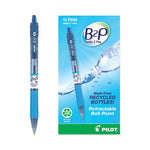 B2P Bottle-2-Pen Recycled Ballpoint Pen, Retractable, Medium 1 mm, Blue Ink, Translucent Blue Barrel, Dozen