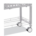 File Cart with Open Top, Metal, 1 Shelf, 2 Bins, 28.25" x 13.75" x 27.38", Matte Gray