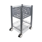 Sidekick File Cart, Metal, 1 Shelf, 1 Bin, 13.75" x 15.5" x 26.25", Matte Gray