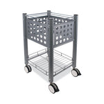 Sidekick File Cart, Metal, 1 Shelf, 1 Bin, 13.75" x 15.5" x 26.25", Matte Gray