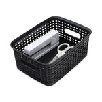 Plastic Weave Bin, Small, 10" x 7.5" x 4", Black