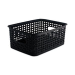 Plastic Weave Bin, Small, 10" x 7.5" x 4", Black