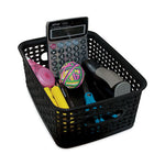 Plastic Weave Bin, Small, 10" x 7.5" x 4", Black