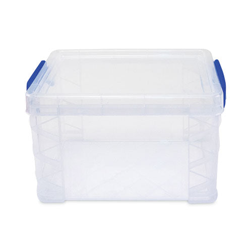 Super Stacker Lift-Off Lid Storage Tote, 7.25" x 10.88" x 6.38", Transparent/Blue