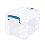 Super Stacker Lift-Off Lid Storage Tote, 7.25" x 10.88" x 6.38", Transparent/Blue