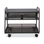 Onyx Under Desk Machine Stand, Metal, 1 Shelf, 1 Drawer, 1 Bin, 100 lb Capacity, 21" x 16" x 17.5", Black