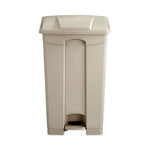 Large Capacity Plastic Step-On Receptacle, 23 gal, Plastic, Tan