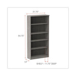 Alera Valencia Series Bookcase, Five-Shelf, 31.75w x 14d x 64.75h, Gray