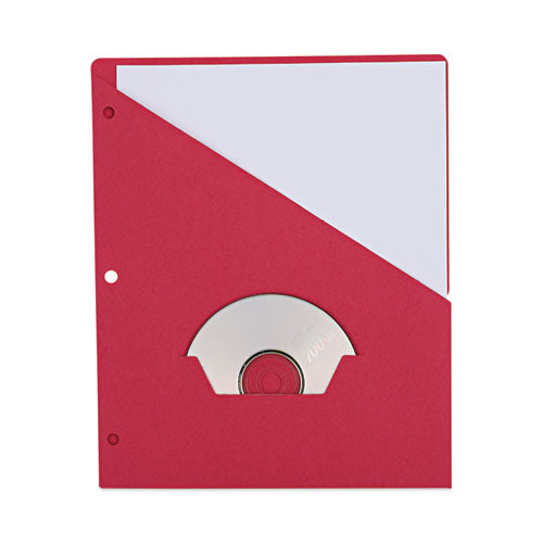 Slash-Cut Pockets for Three-Ring Binders, Jacket, Letter, 11 Pt., 8.5 x 11, Red, 10/Pack