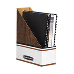 Corrugated Cardboard Magazine File, 4 x 11 x 12.25, Wood Grain, 12/Carton