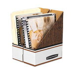 Corrugated Cardboard Magazine File, 4 x 11 x 12.25, Wood Grain, 12/Carton