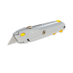 Quick-Change Utility Knife with Twine Cutter and (3) Retractable Blades, 6" Metal Handle, Gray