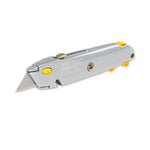 Quick-Change Utility Knife with Twine Cutter and (3) Retractle Blades, 6" Metal Handle, Gray, 6/Box