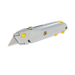 Quick-Change Utility Knife with Twine Cutter and (3) Retractable Blades, 6" Metal Handle, Gray, 6/Box