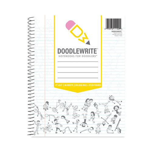 DoodleWrite Notebooks, 1-Subject, Medium/College Rule, White Cover, (60) Sheets, 24/Carton, Ships in 4-6 Business Days