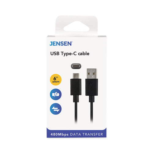 USB-A to USB-C Cable, 6 ft, Black