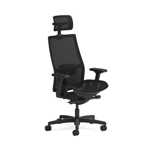 Ignition 2.0 4-Way Stretch Mesh Back/Seat Task Chair with Headrest, Supports Up to 300 lbs, 17" to 21" Seat, Black Seat/Base