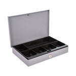 Heavy Duty Low Profile Cash Box, 6 Compartments, 11.5 x 8.2 x 2.2, Gray