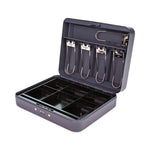 Cash Box with Combination Lock, 6 Compartments, 11.8 x 9.5 x 3.2, Charcoal