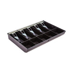 Cash Drawer Replacement Tray, Coin/Cash, 10 Compartments, 16 x 11.25 x 2.25, Black