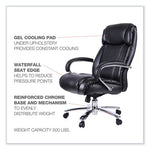 Alera Maxxis Series Big/Tall Bonded Leather Chair, Supports 500 lb, 19.7" to 25" Seat Height, Black Seat/Back, Chrome Base