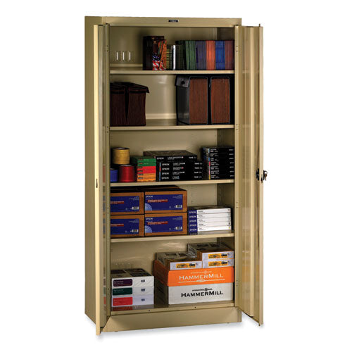 Deluxe Recessed Handle Storage Cabinet, 36w x 24d x 78h, Putty