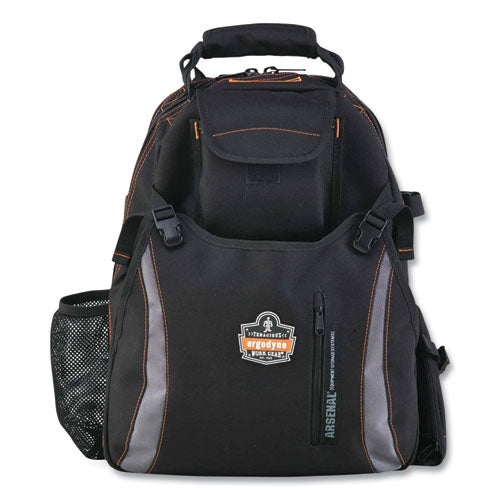 Arsenal 5843 Tool Backpack Dual Compartment, 26 Comp, 8.5x13.5x18, Ballistic Polyester, Black/Gray,Ships in 1-3 Business Days