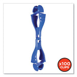 Squids 3400 Glove Clip Holder with Dual Clips, 1 x 1 x 6.5, Acetal Copolymer, Blue, 100/Carton, Ships in 1-3 Business Days