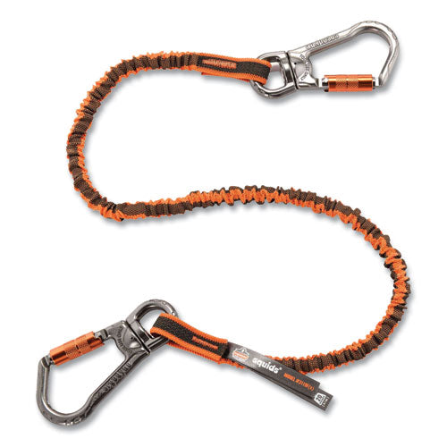 Squids 3119F(x) Tool Lanyard w/Swiveling Aluminum Carabiners, 25 lb Max Work Cap, 38" to 48",OR/GY,Ships in 1-3 Business Days