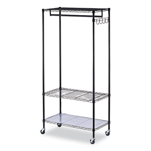 Wire Shelving Garment Rack, 30 Garments, 36w x 18d x 75h, Black