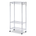 Wire Shelving Garment Rack, 30 Garments, 36w x 18d x 75h, Silver